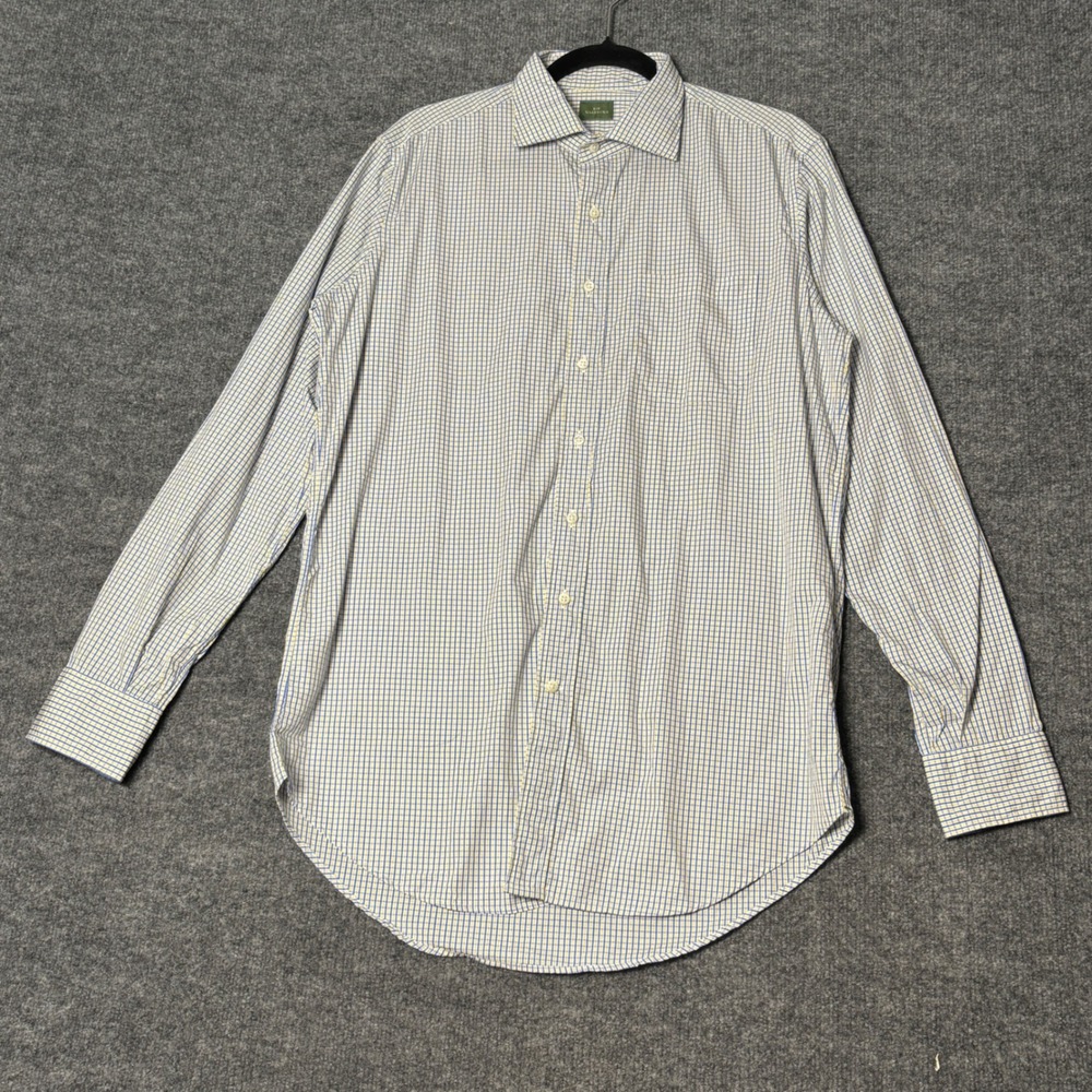 Sid Mashburn Mens M  Blue Yellow‎ Tatersall plaid Cotton long  
sleeve Shirt